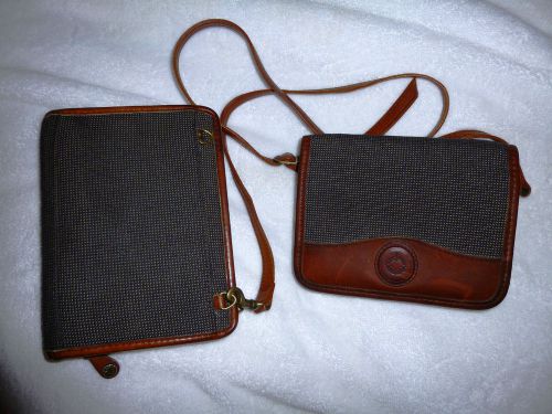 FRANKLIN Covey Canvas &amp; LEATHER Zip Around Planner Binder Snap on Wallet Strap