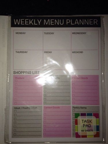 Weekly Menu Planner Task Pad 40 Sheets