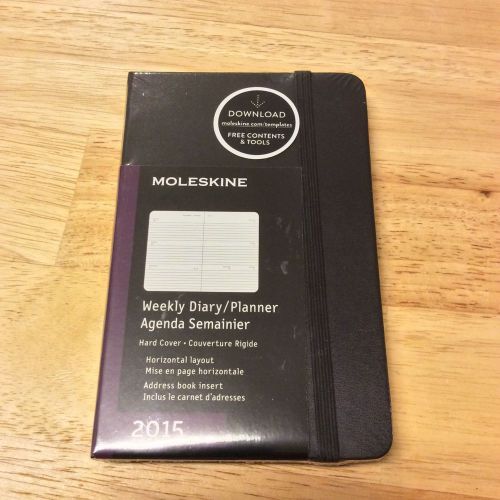NEW Moleskine 2015  Hard Cover Pocket Weekly Planner Diary Horizontal- Black