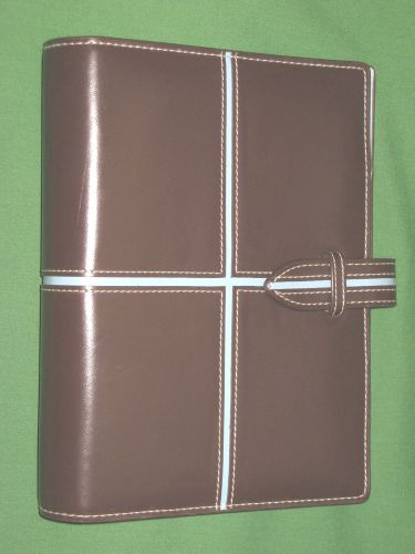 Compact ~1.25&#034;~ brown &amp; blue faux-leather franklin covey 365 planner binder 3550 for sale