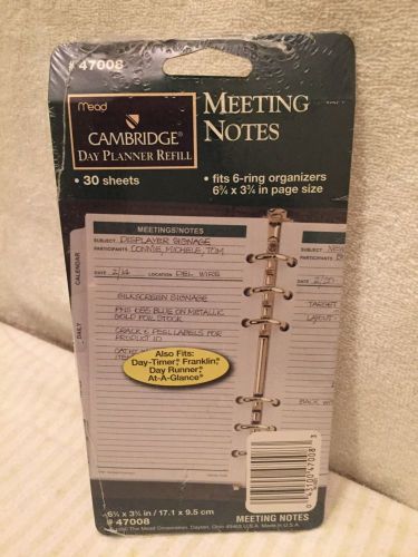 Mead Cambridge Day Planner Refill (Meeting Note )  #47008 Set Of 5 package