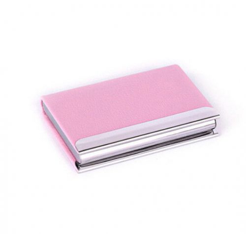 Stainless steel business id credit card name case holder wallet pocket pink for sale
