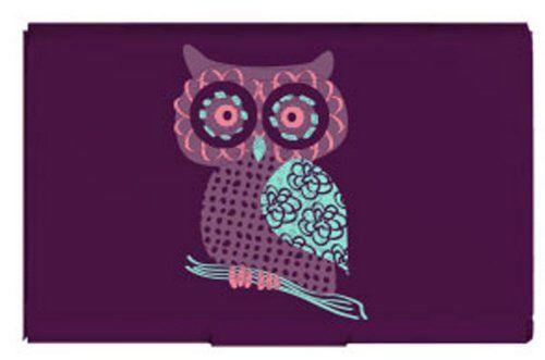 Purple Owl Metal Flip Case Credit Card Holder