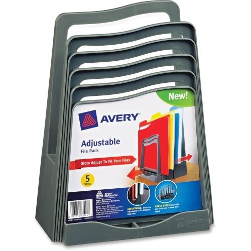 Avery Adjustable File Rack - 5 Compartment(s) - Plastic - Gray