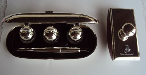 TONINO LAMBORGHINI silver layered ink compartment, ink dryer &amp; ink pen set