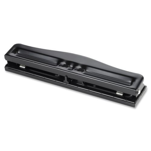 Business Source Heavy-duty Hole Punch - 3 Heads -1/4&#034; - Round -Black - BSN65645