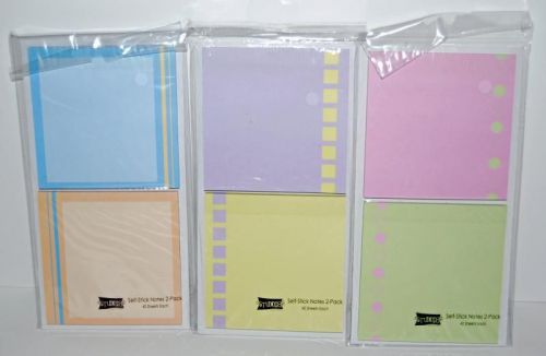NEW 3 Packs of 3 1/2&#034; Sticky Notes - Orange/Blue Yellow/Purple Pink/Green