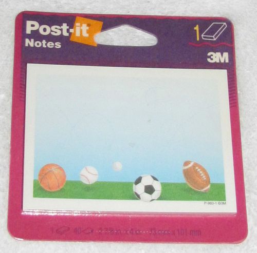 New! 1997 3m post-it notes pad sports themed 40 sheets 2-7/8&#034; x 4&#034; u.s.a. for sale