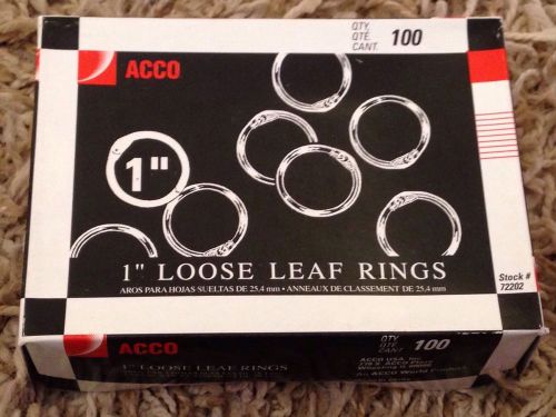 ACCO Loose Leaf Rings, 1 - inch Capacity, Silver, 100/Box (A7072202) New