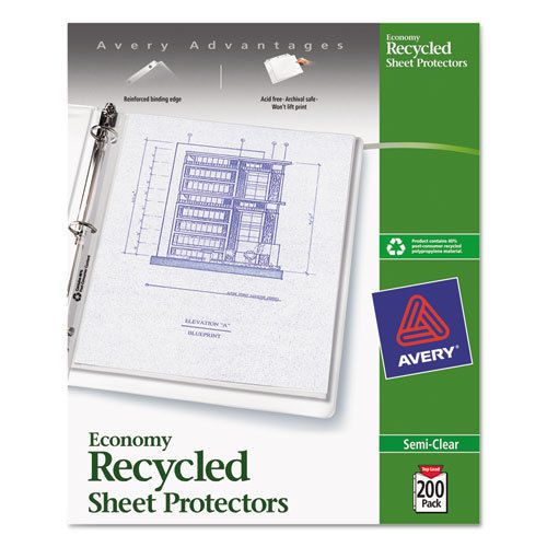 Top-load recycled polypropylene sheet protector, semi-clear, 200/box for sale