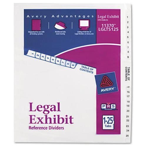Avery® Avery-Style Legal Side Tab Divider, Title: 1-25, Letter, White, 1 Set