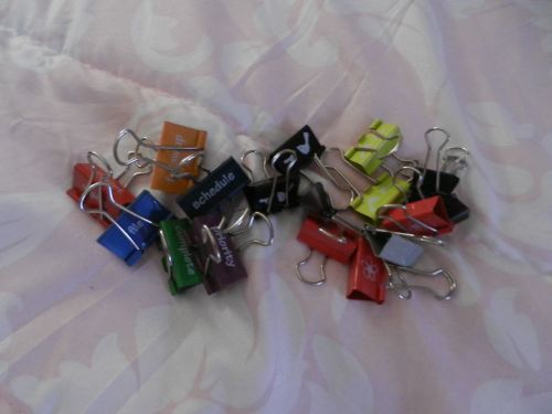 Lot of 18 metal binder  fold back clips 6 large 9 medium 3 small for sale