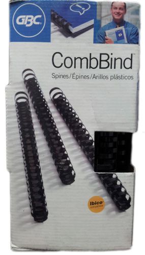 GBC CombBind Binding Spines, 1&#034; Diameter, Black, 220 Sheet Capacity, Pack of 50
