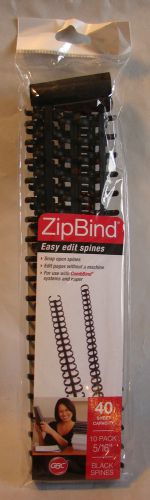 10 Pack Zip Bind Easy Edit Spines, 40 sheet capacity, GBC #15032