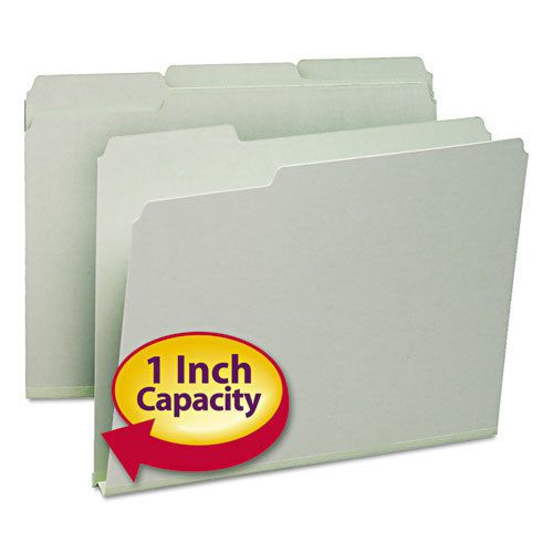 Recycled Folder, One Inch Expansion, 1/3 Top Tab, Letter, Gray Green, 25/Box