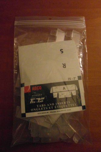 Acco clear file tabs &amp; alphabetic/blank inserts (20 tabs; 35 inserts) for sale
