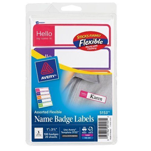 Avery name badge label - 2.34&#034; width x 3.37&#034; length - 100 / pack - (ave5153) for sale