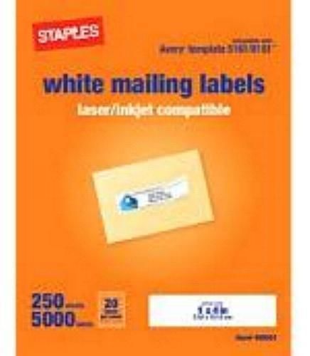 5000 Staples White Inkjet/Laser Address Label 1 X 4-NEW