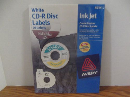 Avery 8536 (70) WHITE CD-R DISC LABELS INK JET PRINTER