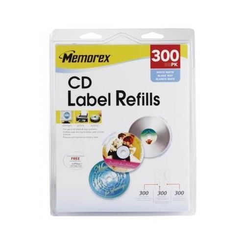Memorex 00403 White Matte CD Label 300pk