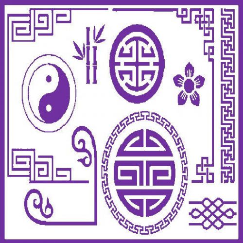 30 Custom Purple Oriental Art Personalized Address Labels
