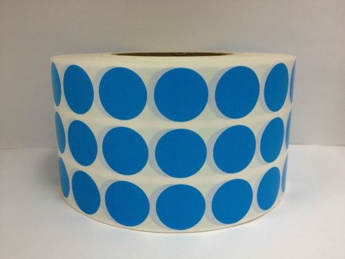 1 roll of 10,000 1&#034; round cyan blue thermal transfer supplied 3-across labels for sale