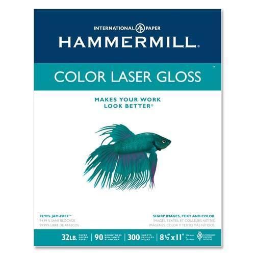 Hammermill - Color Laser Gloss Paper, 32lb, 94 Bright, 8-1/2 x 11&#034; - 300 Sheets