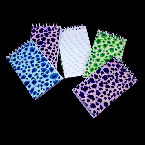 12pcs Dozen Assorted Bright Plush Animal Print Spiral Bound Notebooks Notepads