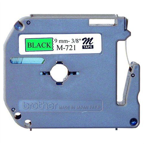 Brother int&#039;l m721 3/8in black on metallic green nonlaminate for pt-65 85 100 for sale