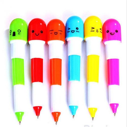 6 x chic cute smiling face pill ball point pen telescopic vitamin capsule tb us for sale