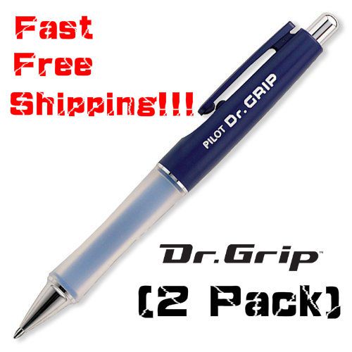 (2 Pack) Pilot Dr. Grip Retractable Blue Ballpoint Pen, Medium Point, Blue Ink