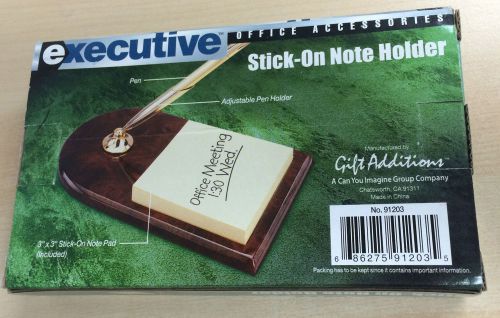 NEW - Executive Pen &amp; Adjustable Funnel Holder W/ Sticky Note Holder-Regal Burl