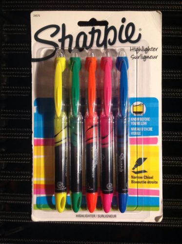SHARPIE HIGHLIGHTERS Narrow Chisel Tip 5 Liquid Highlighters NEW!