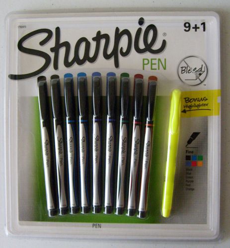 Sharpie Plastic Point Stick Permanent Assorted Colors Medium 9 Pens Non-Bleed ?