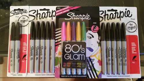 17 x Sharpie markers , 12 in black, 5 in mulit color - All NEW