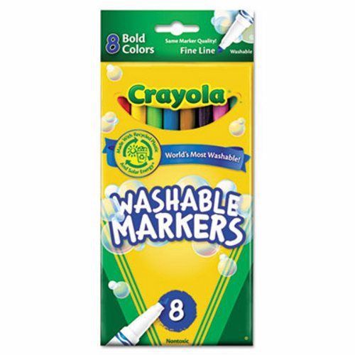 Crayola Washable Markers, Fine Point, Bold Colors, 8/Set (CYO587836)