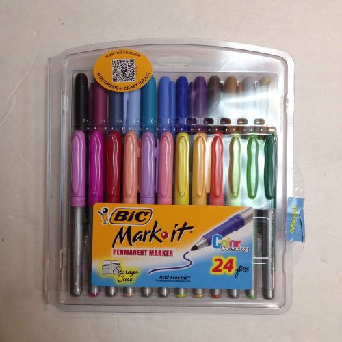 Bic Mark It Permanent Markers Color Collection - 24 Fine Markers