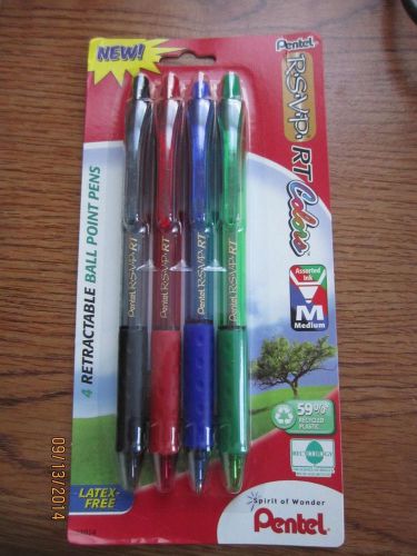 Pentel RSVP [RT Colors] Retractable Ball Point Pens- 4-Pack - NEW