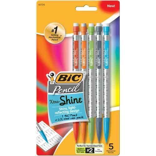 Bic Pencil Xtra Shine 0.7mm Assorted Barrels 5 Count