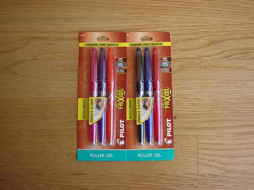 NEW Pilot FRIXION Roller Gel Pens, 0.7mm Fine Point, Assorted Colors, 6 Pens