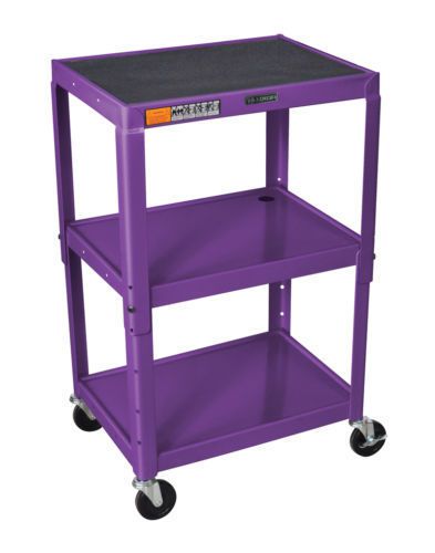 Luxor Adjustable Height AV Cart 24-42&#039; H Purple AVJ42-P AV / Utility Cart NEW