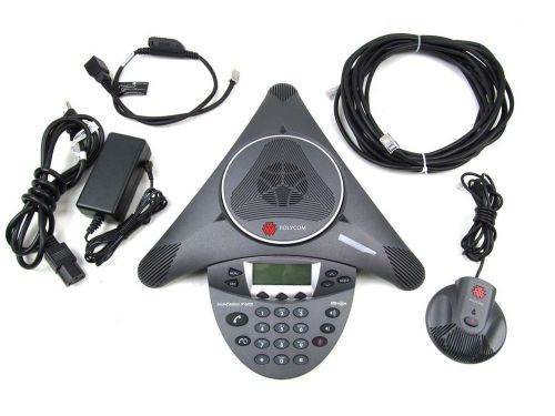 Clean Polycom SoundStation IP 6000 HD Conference Phone w/ Mic Pod and Power Kit