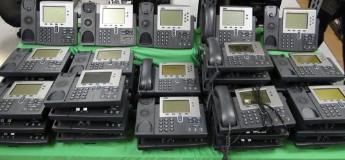 Lot of 35 Cisco 7940/7941/7945/7960/7961 VoIP Phones with Stands and Headsets