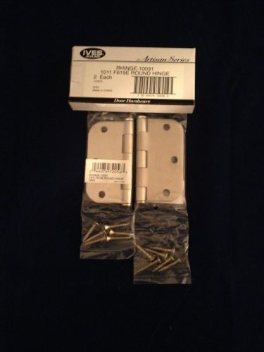 2 ives artisan brushed nickel door hinge 3 1/2&#034; x 1 1/2&#034; round corners screws for sale
