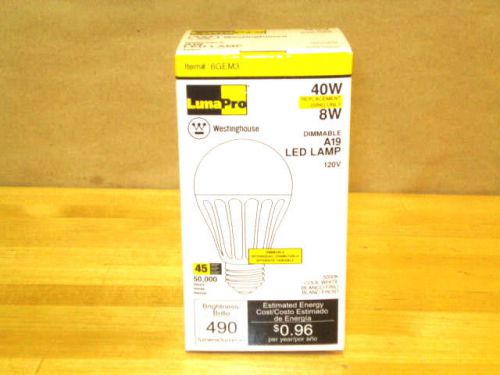 6 - Westinghouse LED Lamp, Dimmable, A19, 120V, 40W Replacement, 5000K (45C)