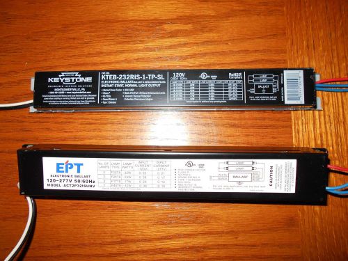 2x Electronic Ballast T8, Keystone and EPT brands. 2 T8 tubes