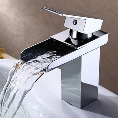 Brass Square Waterfall Faucet Modern Bathroom Faucet
