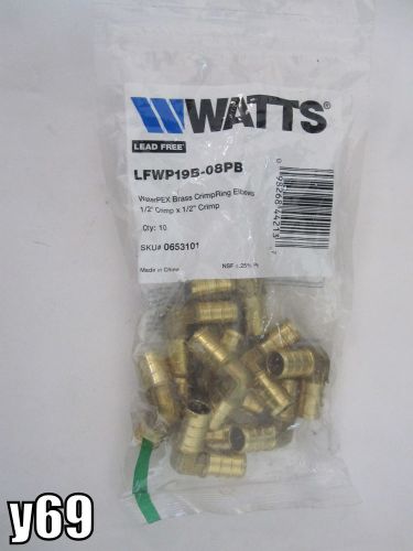 (qty 10) watts lfwp19b-08pb pex elbow 1/2x1/2 bg10 for sale