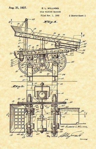 Patent Print - Vintage Gold Washing Machine 1933 Very Cool! 3 Art Print Set,