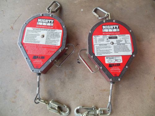2 miller mighty lite self retracting lifeline rl50ss/50ft 3/16&#034; steel cable for sale